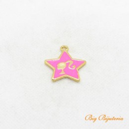 Pingente barbie ouro flash 25x25 mm pink 1 unidade