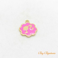 Pingente barbie ouro flash 25x25 mm pink 1 unidade