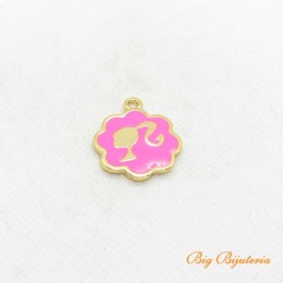 Pingente barbie ouro flash 25x25 mm pink 1 unidade