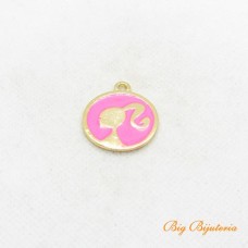 Pingente barbie ouro flash 25x25 mm pink 1 unidade