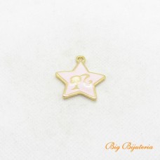 Pingente barbie ouro flash 25x25 mm rosa 1 unidade