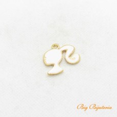 Pingente barbie ouro flash 25x25 mm rosa 1 unidade