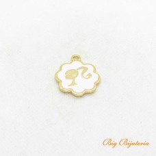 Pingente barbie ouro flash 25x25 mm rosa 1 unidade