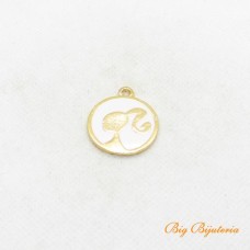 Pingente barbie ouro flash 25x25 mm rosa 1 unidade