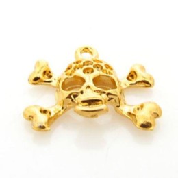 Pingente Ouro Flash 19x23 mm Caveira 5  unidades