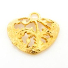 Pingente Ouro Flash 23x25 mm Coração 2  unidades