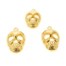 Pingente Ouro Flash 24x14 mm Caveira 3  unidades