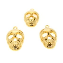 Pingente Ouro Flash 24x14 mm Caveira 3  unidades