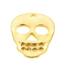 Pingente Ouro Flash 26x19 mm Caveira 3  unidades