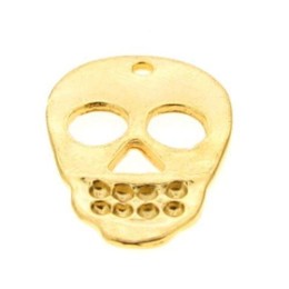 Pingente Ouro Flash 26x19 mm Caveira 3  unidades