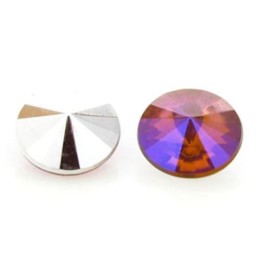 Strass Rivoli Concavo AB Roxo 10 mm resina 10 unidades Strass Rivoli Concavo AB Roxo 10 mm resina 10 unidades