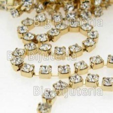 Strass SS11.5 Cristal ouro velho um metro