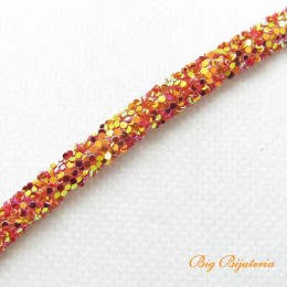 Cordão de PU 6 mm gliter acrilico coral um metro