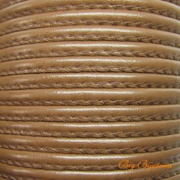 Cordão de PU 4 mm costurado marrom um metro