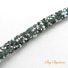 Cordão de Strass Verde c/ Prata 6 mm 1 Metro