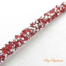 Cordão de Strass vermelho c/ prata 6 mm 1 Metro