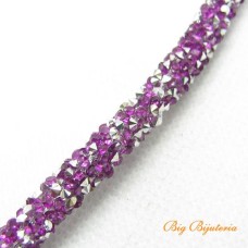 Cordão de Strass violeta c/ prata 6 mm 1 Metro