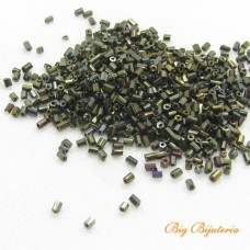 Vidrilho irisado ouro velho 3x2 mm 50 gramas  aprox. 3.200 unidades